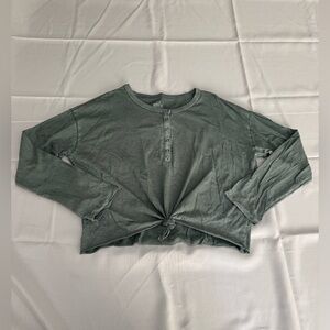 Aerie Medium Buttoned Green Long Sleeve Shirt